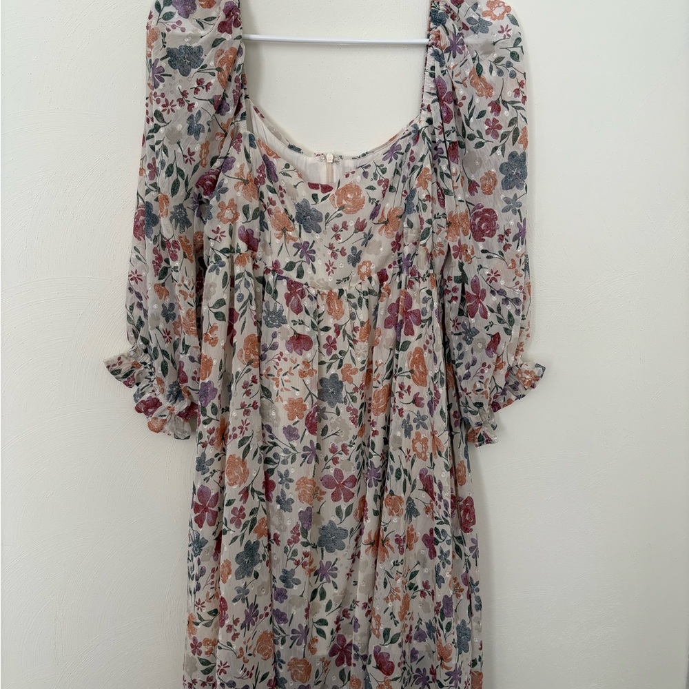 Elegant Floral Long Sleeve Dress